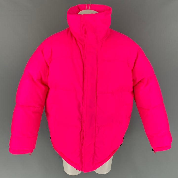 VETEMENTS FW 19 Size XS Flou Pink Quilted Polyester Zip Up Puffer Jacket