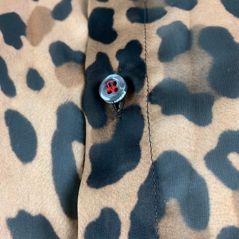 DSQUARED2 Size XS Tan Black Brown Animal Print Polyester Long Sleeve Shirt