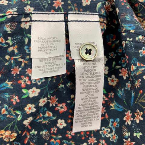 PAUL SMITH Size M Navy Multi-Color Floral Cotton Long Sleeve Shirt