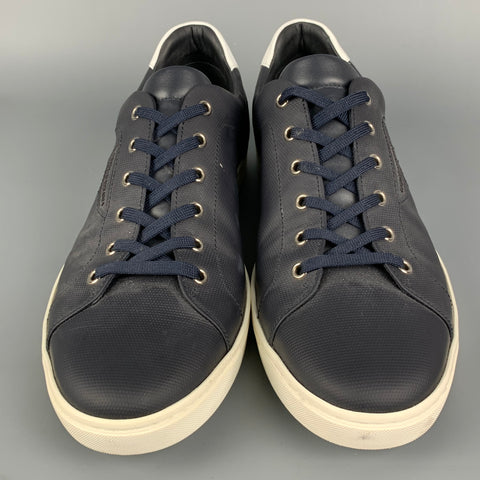DOLCE & GABBANA Size 12 Navy & White Leather Lace Up Sneakers