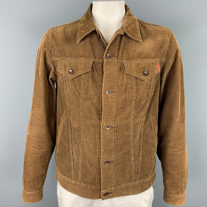 IRON HEART Size 44 Brown Corduroy Cotton Trucker Jacket