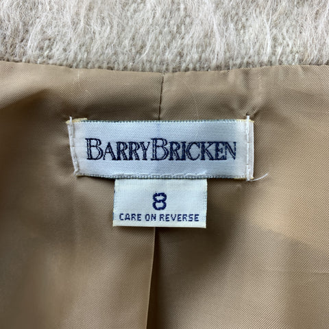 BARRY BRICKEN Taille 8 Tan Plaid Mohair Blend Peak Veste à revers