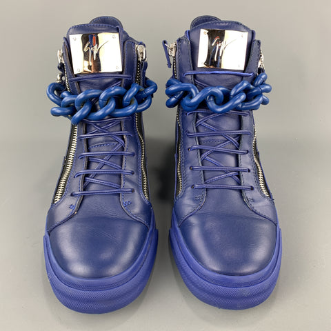 GIUSEPPE ZANOTTI Taille 10 Baskets montantes en cuir bleu uni