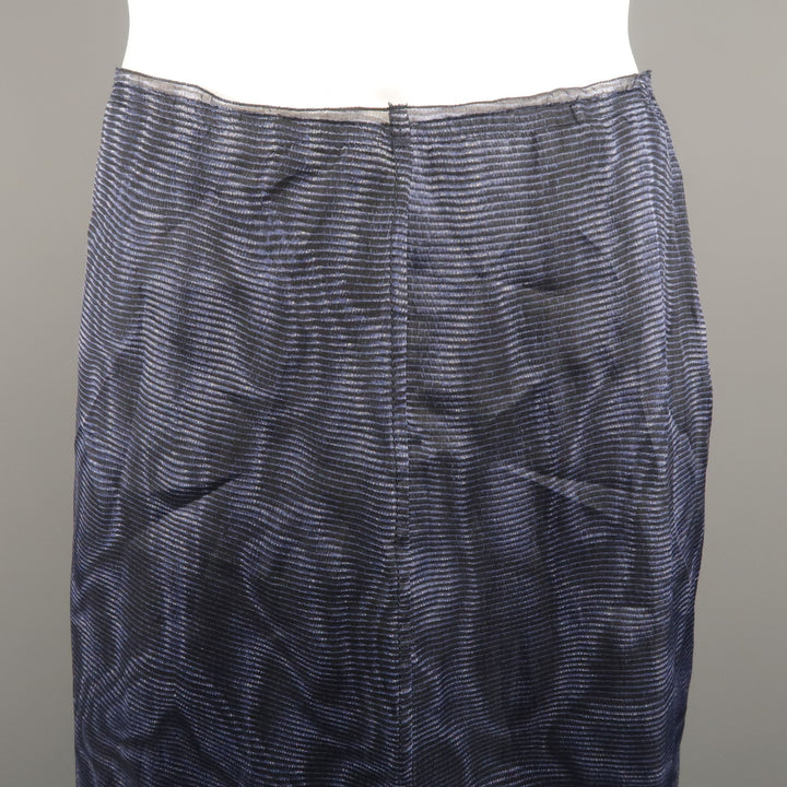 PRADA Size US 6 / IT 42 Blue Silk Moare Pencil Straight Skirt