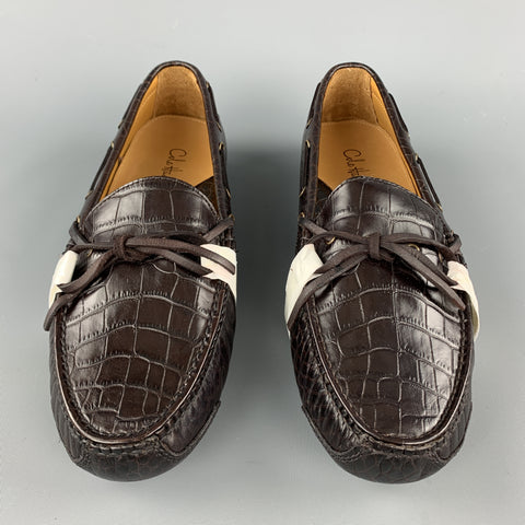 COLE HAAN Gunnison Size 9 Brown Embossed Leather Drivers Loafers