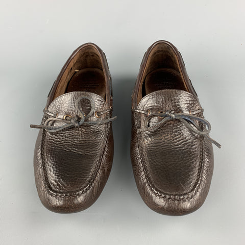BROOKS BROTHERS Size 8.5 Brown Leather Bow Drivers Loafers