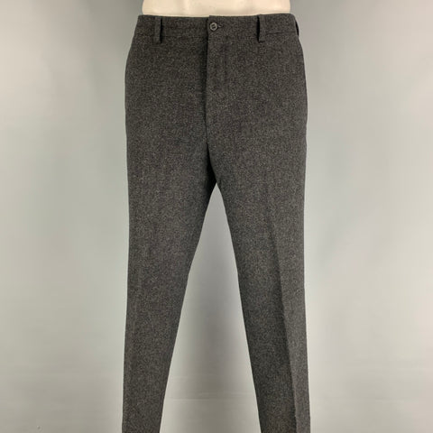 ADAM KIMMEL Size 34 Charcoal Black Grid Wool Dress trousers