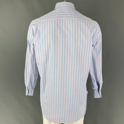 KITON Size M Blue Pink Stripe Long Sleeve Shirt