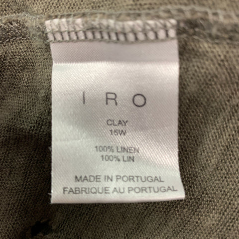 IRO Size S Dark Gray Distressed Linen Crew-Neck T-shirt