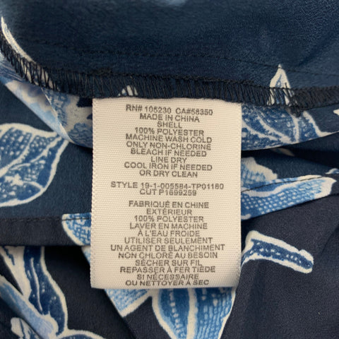 JOIE Size XS Navy Blue Polyester Floral Blouson Casual Top