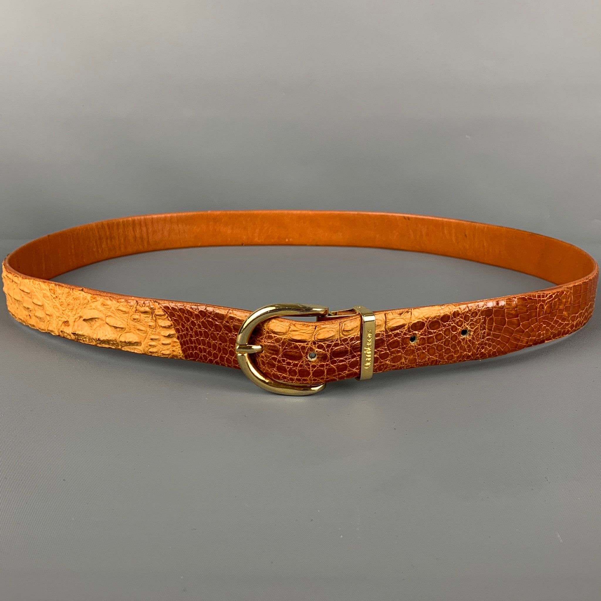 Vintage GIANNI VERSACE Size 40 Brown Tan Crocodile Leather