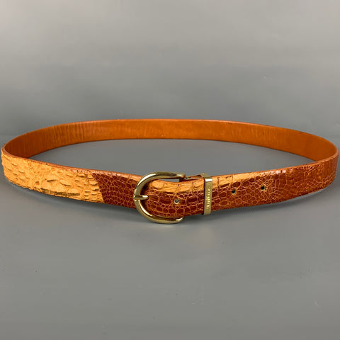 Vintage GIANNI VERSACE Size 40 Brown Tan Crocodile Leather Crocodile Belt