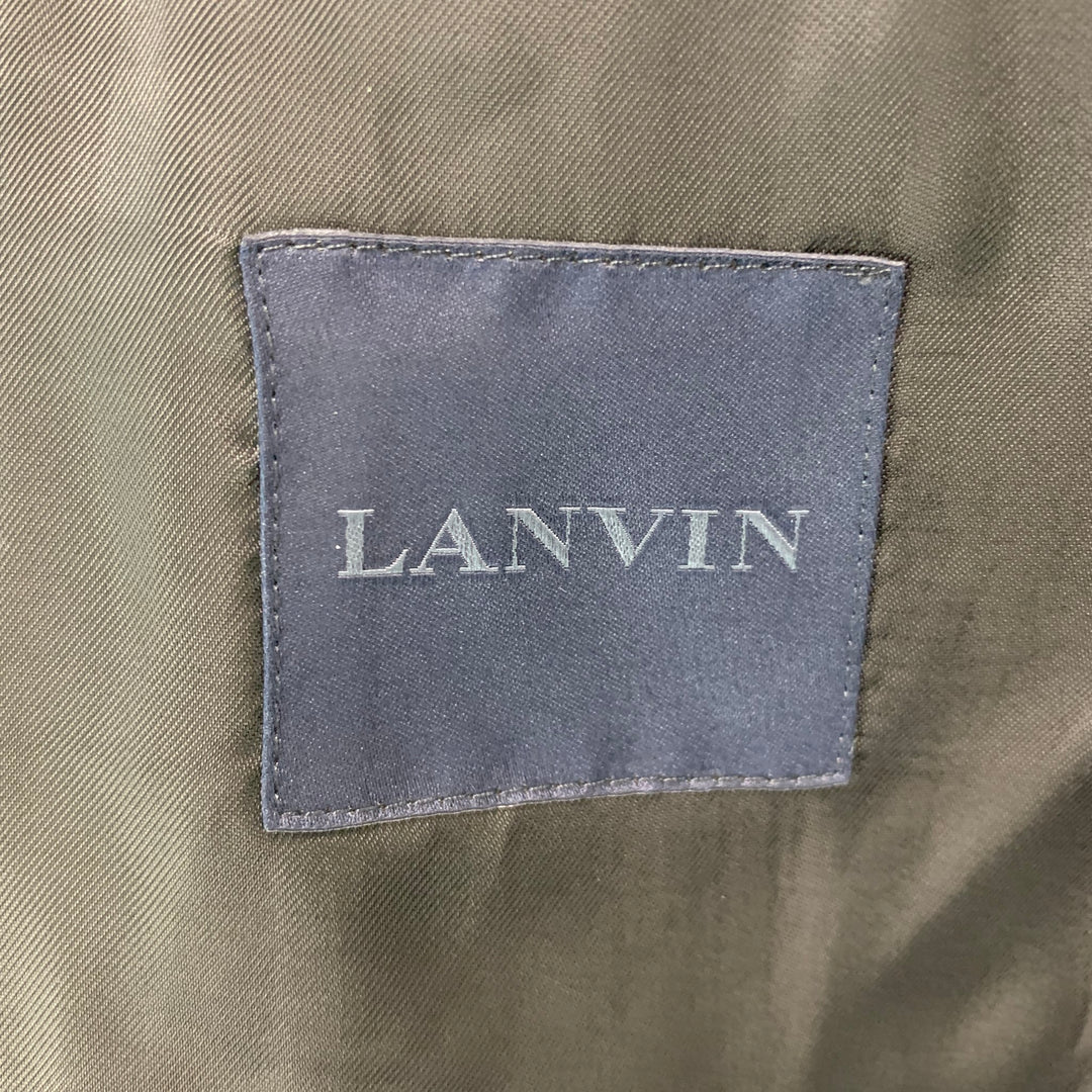 LANVIN Chest Size 38 Black Solid Cotton Velvet Notch Lapel Sport Coat