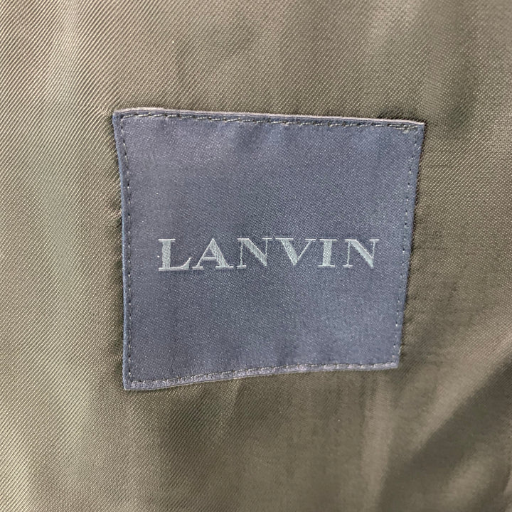 LANVIN Chest Size 38 Black Solid Cotton Velvet Notch Lapel Sport Coat