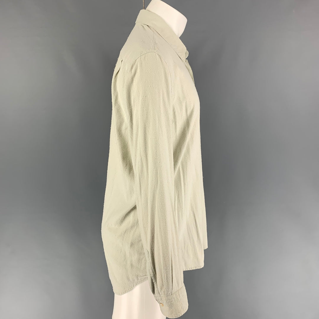 OUR LEGACY Size M Pistachio Textured Silk Button Up Long Sleeve Shirt