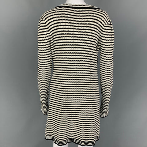 SELF-PORTRAIT Size 4 Black White Stripe Snaps Cardigan