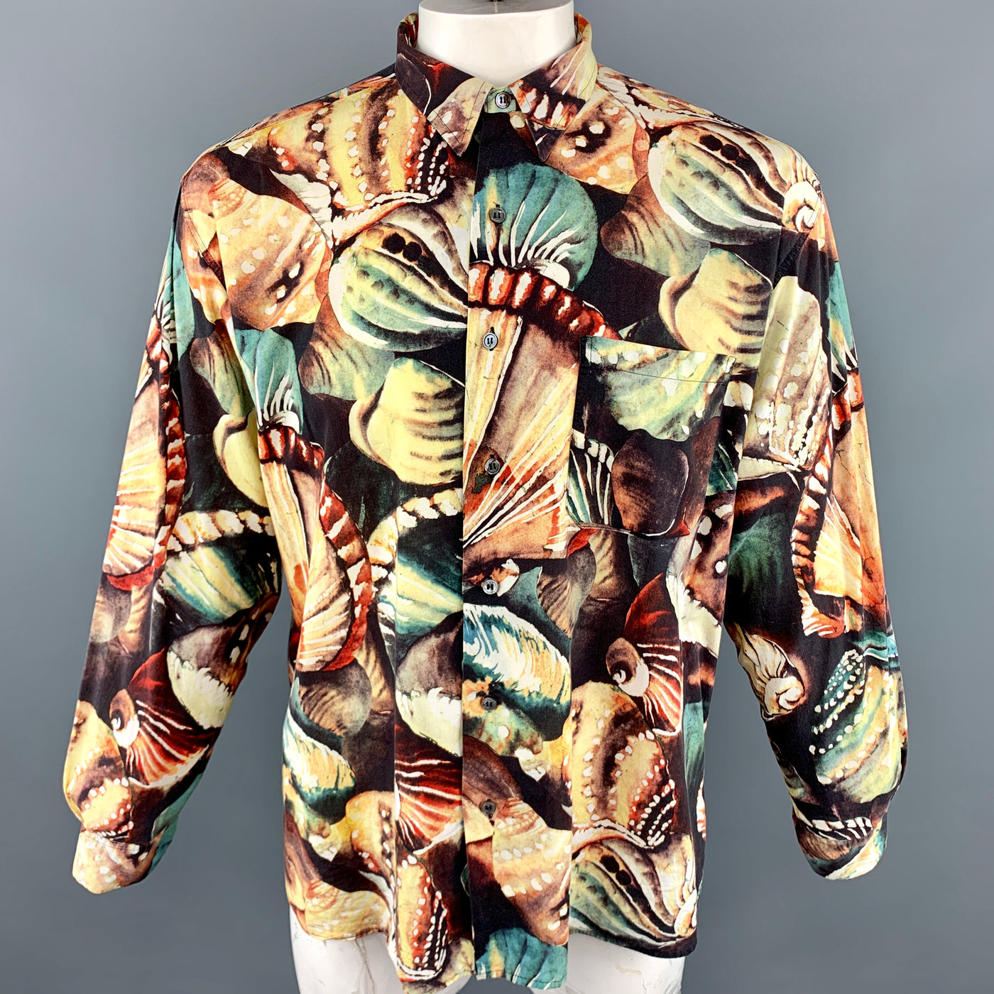 PAUL SMITH Size XL Print Multi-Color Cotton Button Up Long Sleeve Shirt