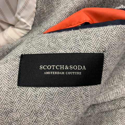SCOTCH AND SODA Size M Light Gray Herringbone Polyester Wool Sport Coat