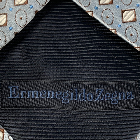 ERMENEGILDO ZEGNA Cravate en soie à pois bleu marron