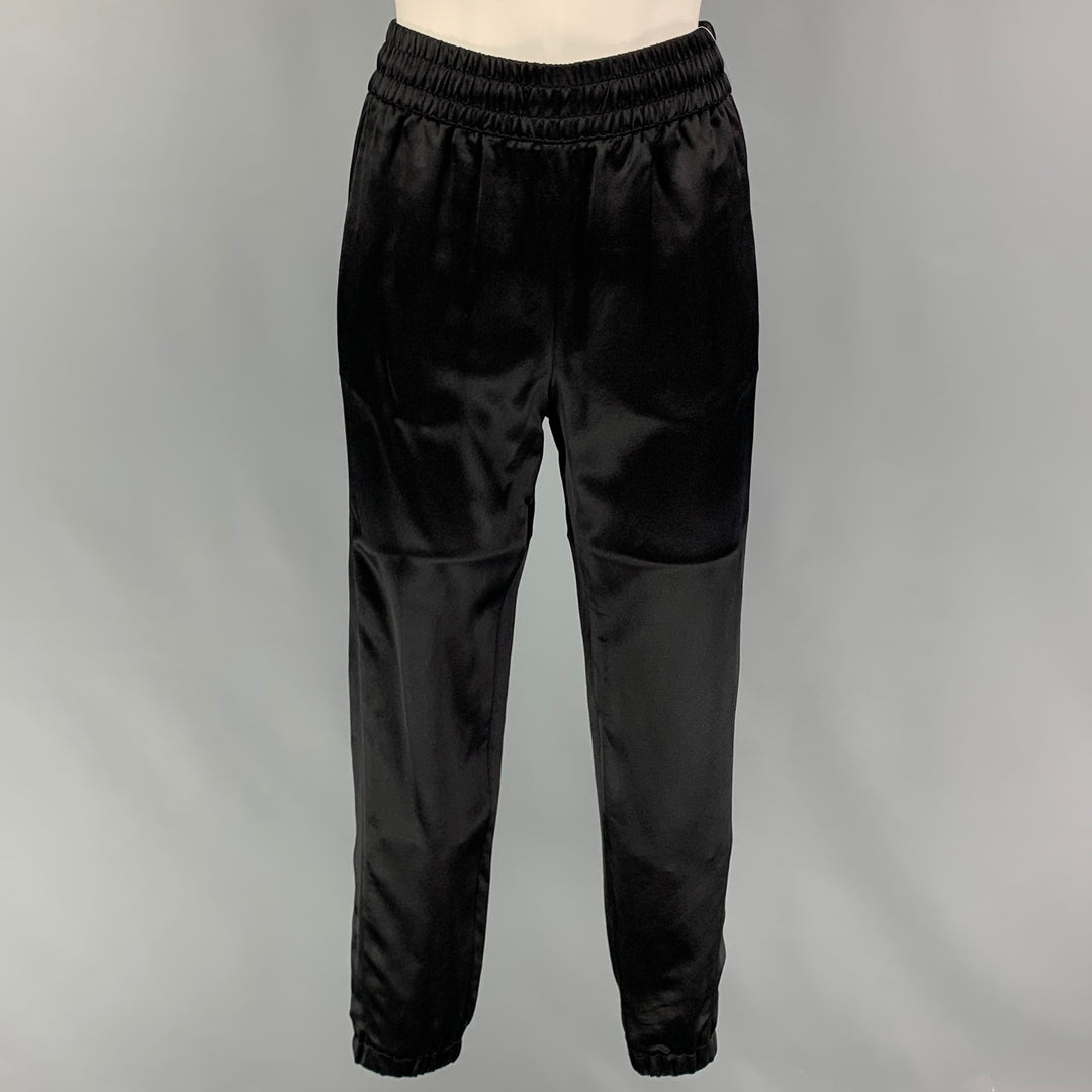 SAINT LAURENT Size 2 Black Silk Elastic Waistband Dress Pants
