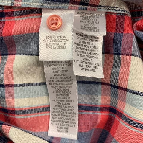 PAUL SMITH Size M White Red Blue Plaid Cotton Blend Long Sleeve Shirt