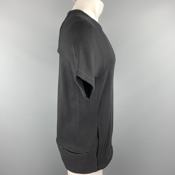 THEORY Size S Black Cotton Short Sleeve Sweatshirt