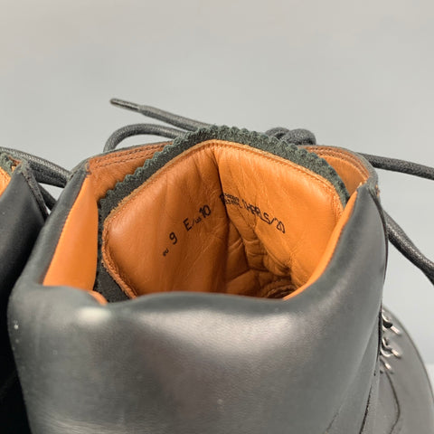 BALLY Size 10 Black Leather Charls Hiking Boots
