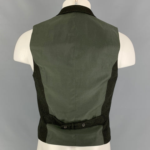 RAG & BONE Size 40 Hunter Green Herringbone Wool Nylon Vest