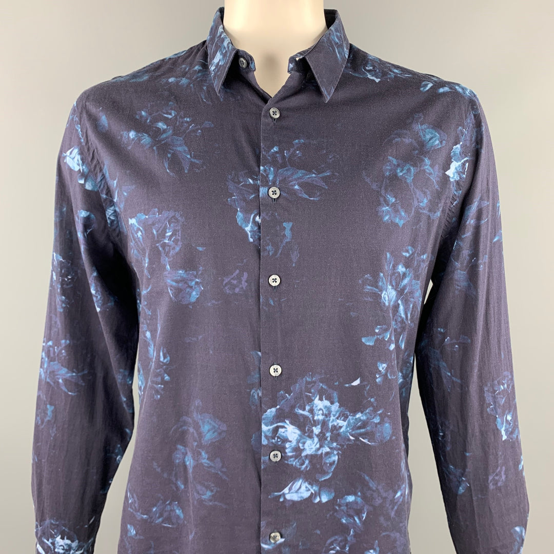 PS by PAUL SMITH Size XL Navy Floral Cotton Button Up Long Sleeve Shirt