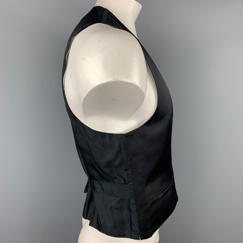 BRIONI Size 44 Black Silk Custom Tuxedo Vest