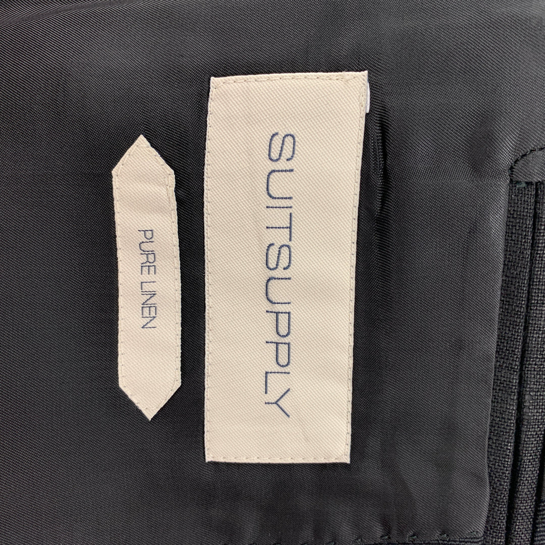 SUIT SUPPLY Size 34 Black Linen Double Breasted Sport Coat