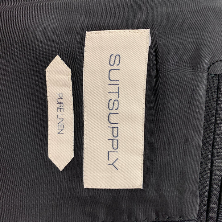 SUIT SUPPLY Size 34 Black Linen Double Breasted Sport Coat