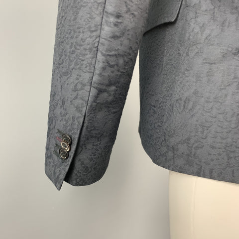 PAUL SMITH Size 42 Slate Jacquard Cotton / Nylon Notch Lapel Sport Coat