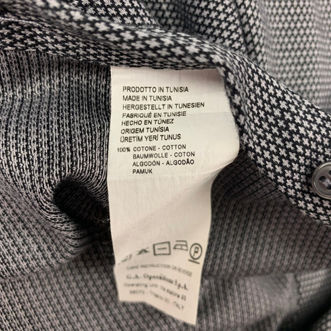 EMPORIO ARMANI Size L Grey & Black Nailhead Cotton Shawl Collar Long Sleeve Shirt