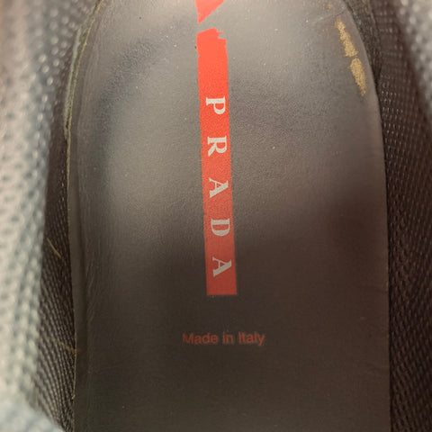 PRADA Size 12 Gray Black  Leather Lace Up Sneakers
