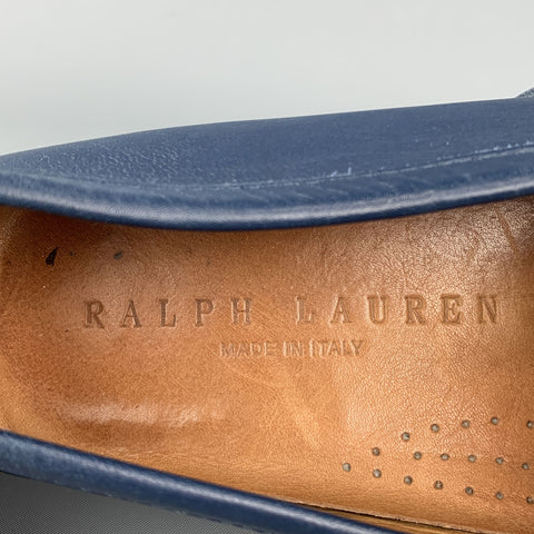 RALPH LAUREN Size 7.5 Navy Solid Leather Drivers Loafers