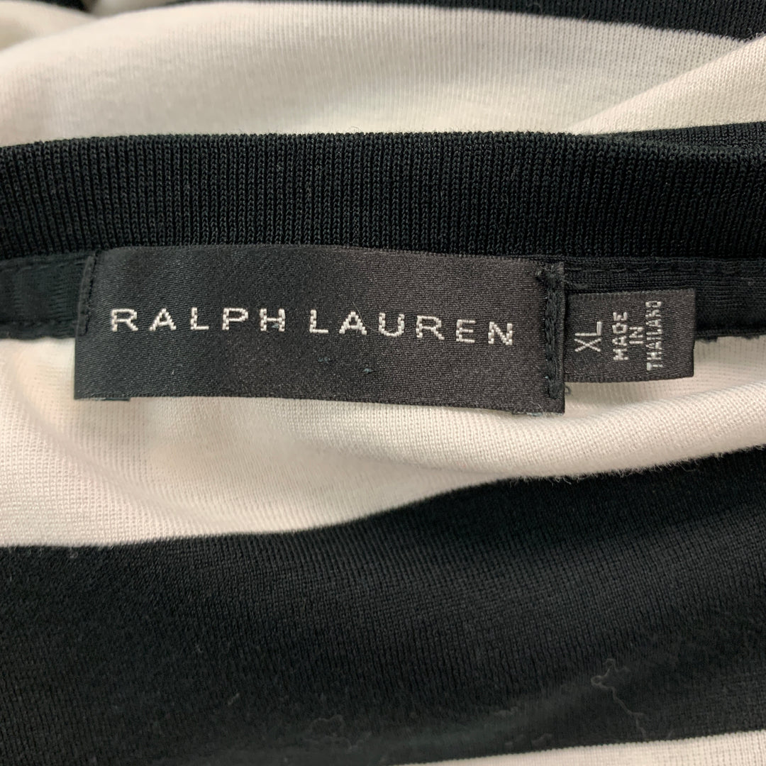 RALPH LAUREN Size XL Black White Stripe Cotton Crew-Neck T-shirt