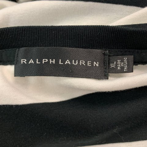 RALPH LAUREN Size XL Black White Stripe Cotton Crew-Neck T-shirt