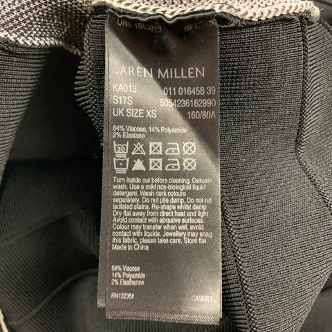 KAREN MILLEN Size XS Black Grey Viscose Blend Two Tone Bandage Dress