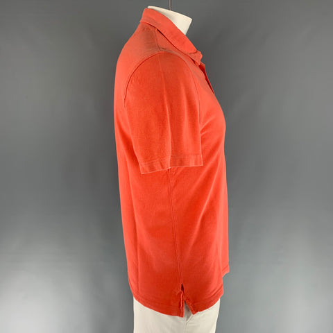 LACOSTE Size XL Orange Cotton One pocket Polo
