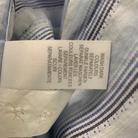 PAUL SMITH Size L Blue Striped Trim Cotton Button Down Long Sleeve Shirt