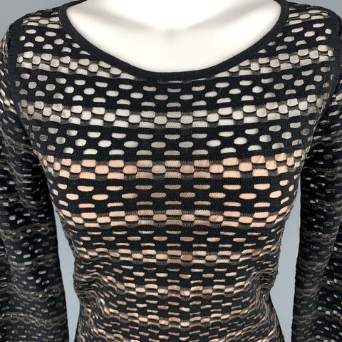 ESCADA Taille S Pull rayé noir doublé en maille