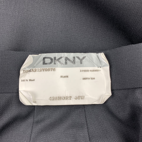 DKNY Talla 36 Pantalón de vestir de lana negro con bragueta y cremallera