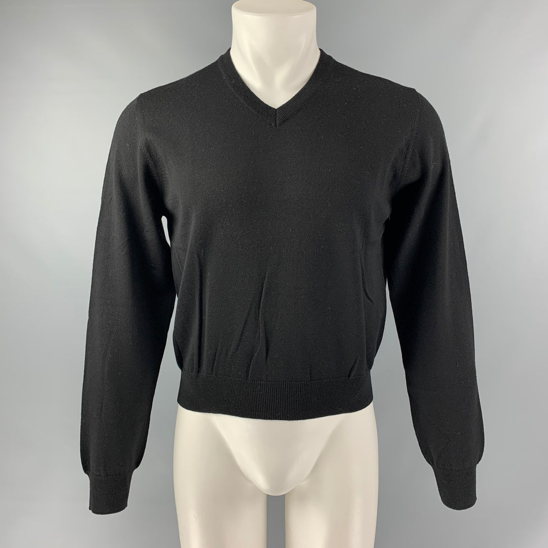 DOLCE & GABBANA Size S Black Knitted Wool V-Neck Pullover