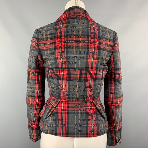 VIVIENNE WESTWOOD RED LABEL Talla 2 Chaqueta a cuadros con estampado gris y rojo