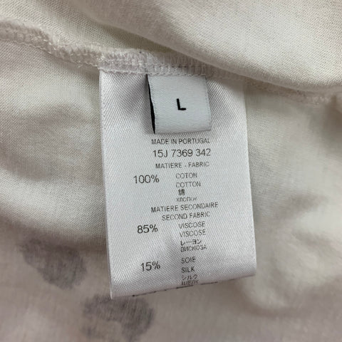 GIVENCHY SS 15 Size L White Black Floral Cotton Crew-Neck T-shirt