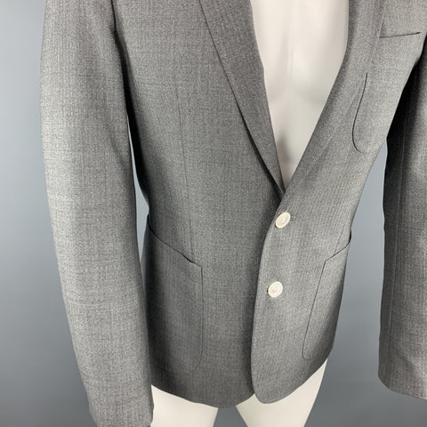 HUGO BOSS Size 38 Gray Herringbone Wool Notch Lapel Sport Coat