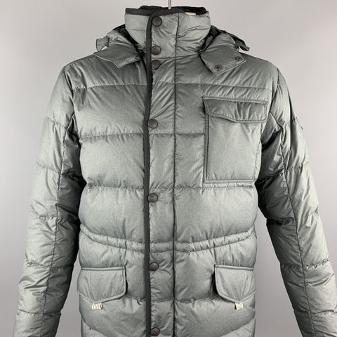 KJUS Size L Slate Quilted Polyester Zip & Snaps Jacket