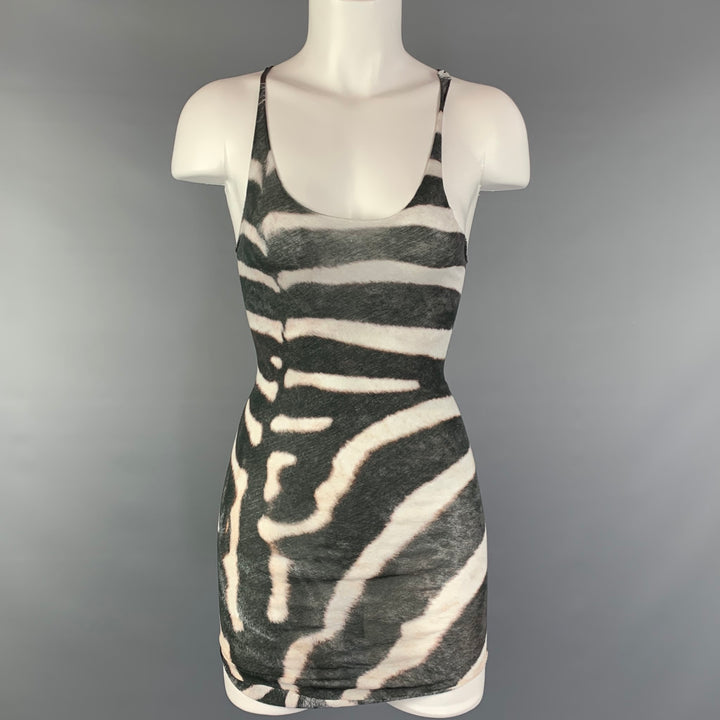 MANIAC CORP Size XS Olive & White Zebra Print Cotton Tank Top