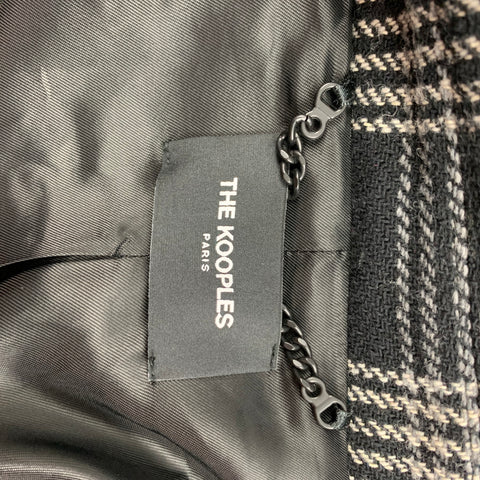 THE KOOPLES Size M Black White Plaid Cotton Blend Coat